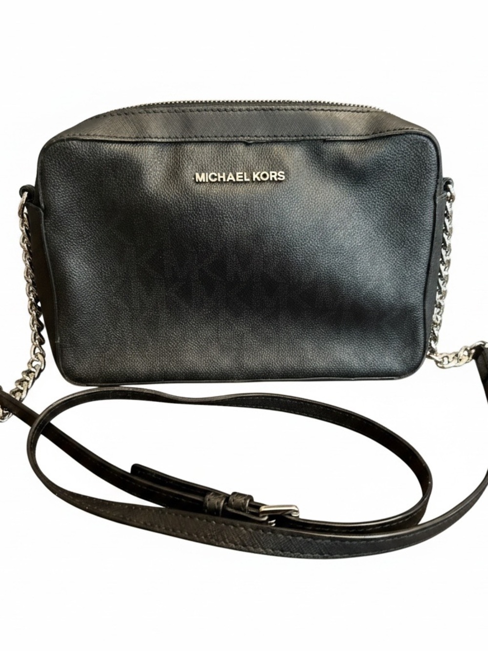 Michael Kors Black Pebble Leather Chain-Strap Crossbody